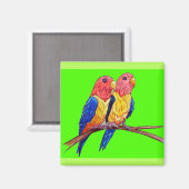 Zwei Papageien auf einer Perch Magnet (Vorderseite/Rückseite)