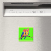Zwei Papageien auf einer Perch Magnet (In Situ (Geschirrspüler))