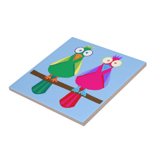 Zwei Papageien Fliese (Seite)