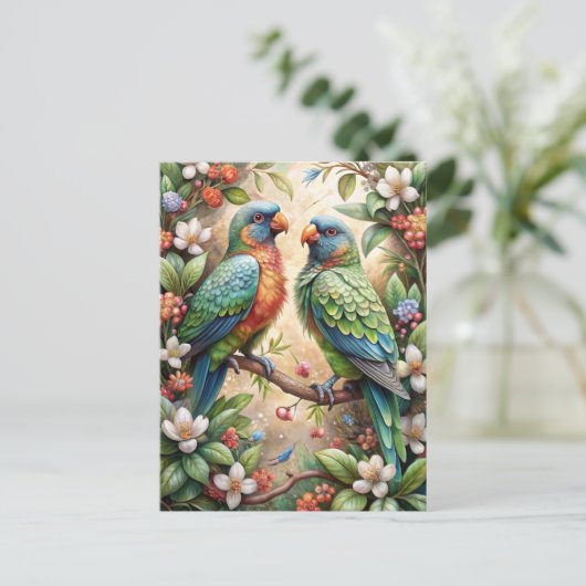 Zwei Papageien Postkarte (Stehend Vorderseite)