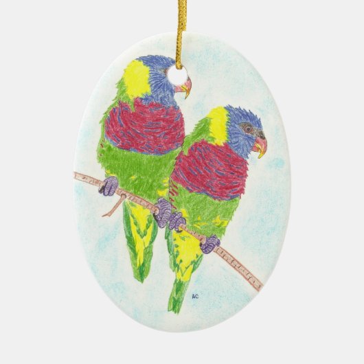 Zwei Papageien | Vogel Weihnachtsschmuck (Vorne)