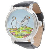 Zwei Papageientaucher Armbanduhr (Schrägansicht)