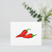 Zwei Paprikaschoten mit rotem Chili auf der Seite Postkarte (Stehend Vorderseite)