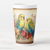 Zwei Parakets und Blume Milchtasse (Vorderseite)