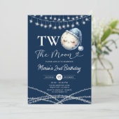 Zwei Party-Lichter am Mond Einladung (Stehend Vorderseite)