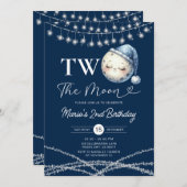 Zwei Party-Lichter am Mond Einladung (Vorne/Hinten)