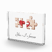 zwei passende Puzzleteile mit rotem Herz Fotoblock (Rechts)