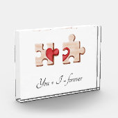 zwei passende Puzzleteile mit rotem Herz Fotoblock (Links)