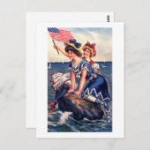 Zwei Patriotische Mädchen Postkarte (Vorne/Hinten)