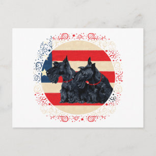 Zwei patriotische Scottish Terrier Postkarte