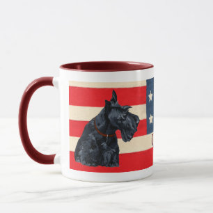 Zwei patriotische Scottish Terrier Tasse