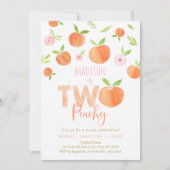 Zwei Peachy Peach Zweites Geburtstag Einladung (Vorderseite)