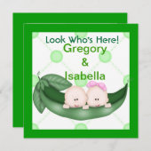 ZWEI PEAS IN EINER POD-BABABY-ANKÜNDIGUNG ANKÜNDIGUNG (Vorne/Hinten)