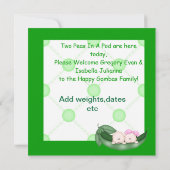 ZWEI PEAS IN EINER POD-BABABY-ANKÜNDIGUNG ANKÜNDIGUNG (Rückseite)