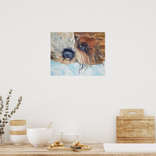 Zwei Pekingese Hunde Poster (Küche)