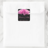 Zwei perfekt rosa Rosen Personalisierte Hochzeit Quadratischer Aufkleber (Tasche)
