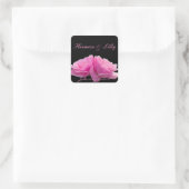Zwei perfekt rosa Rosen Personalisierte Hochzeit Quadratischer Aufkleber (Tasche)
