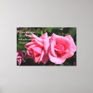 Zwei perfekte rosa Blume, Liebe ist süß Leinwanddruck