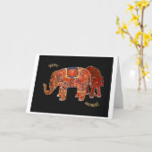 "Zwei persische Elefanten" - Alles Gute zum Geburt Karte (Gelbe Blume)