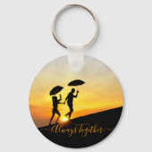 Zwei Personen bei Sonnenuntergang Schlüsselanhänge Schlüsselanhänger (Vorderseite)