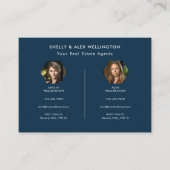 Zwei Personen Blue Custom QR Code Foto Real Anwese Visitenkarte (Vorderseite)