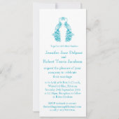 Zwei Pfau aquamarine Hochzeitseinladung Einladung (Rückseite)