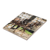 Zwei Pferd Team Mixed Media Collage Fliese (Seite)