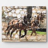 Zwei Pferd Team Mixed Media Collage Fotoplatte (Vorderseite)