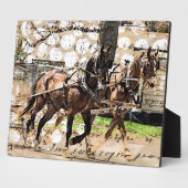 Zwei Pferd Team Mixed Media Collage Fotoplatte (Seite)