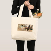 Zwei Pferd Team Mixed Media Collage Jumbo Stoffbeutel (Vorderseite (Produkt))