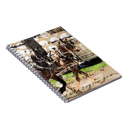 Zwei Pferd Team Mixed Media Collage Notizblock (Rechte Seite)