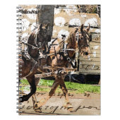 Zwei Pferd Team Mixed Media Collage Notizblock (Vorderseite)