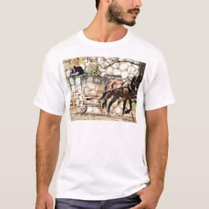 Zwei Pferd Team Mixed Media Collage T-Shirt