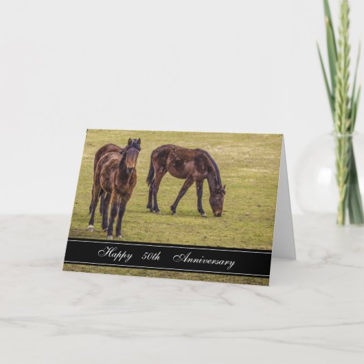 Zwei Pferde 50 Jahre Karte (Vorderseite)