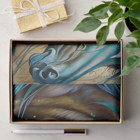 Zwei Pferde Aquamarin blaugrün braun Seidenpapier (Geschenk)