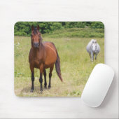Zwei Pferde auf einem Feld Mousepad (Mit Mouse)