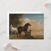 Zwei Pferde auf einer Wiese nahe dem Tor (Paulus P Karte (Vorderseite/Rückseite Beispiel)