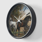 Zwei Pferde auf Weide Uhr (Winkel)