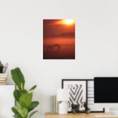 Zwei Pferde bei Sonnenuntergang Poster (Heimbüro)