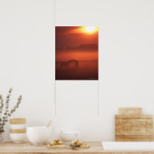 Zwei Pferde bei Sonnenuntergang Poster (Küche)