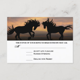Zwei Pferde bei Sunset Country Hochzeit RSVP Cards