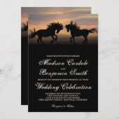 Zwei Pferde bei Sunset Country Hochzeitseinladunge Einladung (Vorne/Hinten)