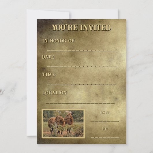 Zwei Pferde für diese Landschaft oder den landwirt Einladung (Vorderseite)