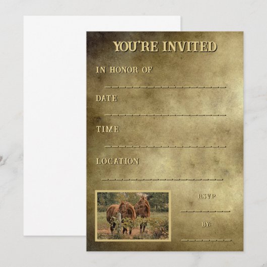 Zwei Pferde für diese Landschaft oder den landwirt Einladung (Vorne/Hinten)