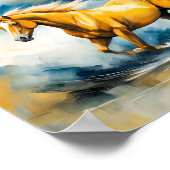 Zwei Pferde galoppieren durch das flache Wasser Poster (Ecke)