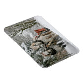 Zwei Pferde Gezeichnet Open Sleigh auf dem Snowy P Magnet (Rechte Seite)