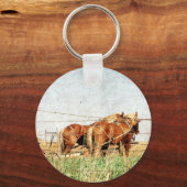 Zwei Pferde im Entwurf sind arbeitsbereit Schlüsselanhänger (Vorderseite)