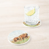 Zwei Pferde im Entwurf sind arbeitsbereit Untersetzer (Seite)