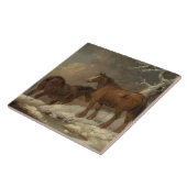 Zwei Pferde im Schnee (Winterlandschaft) Fliese (Seite)