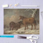 Zwei Pferde im Schnee (Winterlandschaft) Seidenpapier (Handwerk)